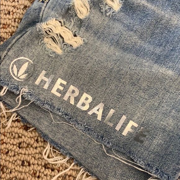 free people herbalife distressed jean shorts. - Picture 3 of 8